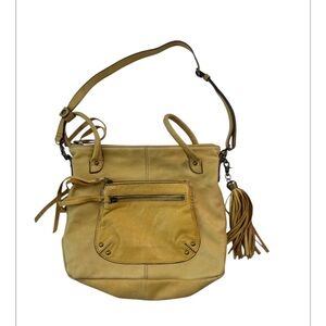 LUCKY BRAND Genuine Leather shoulder bag yellow top handle